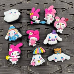 Sanrio My Melody and Cinnamoroll charms for Crocs shoes (10 count)